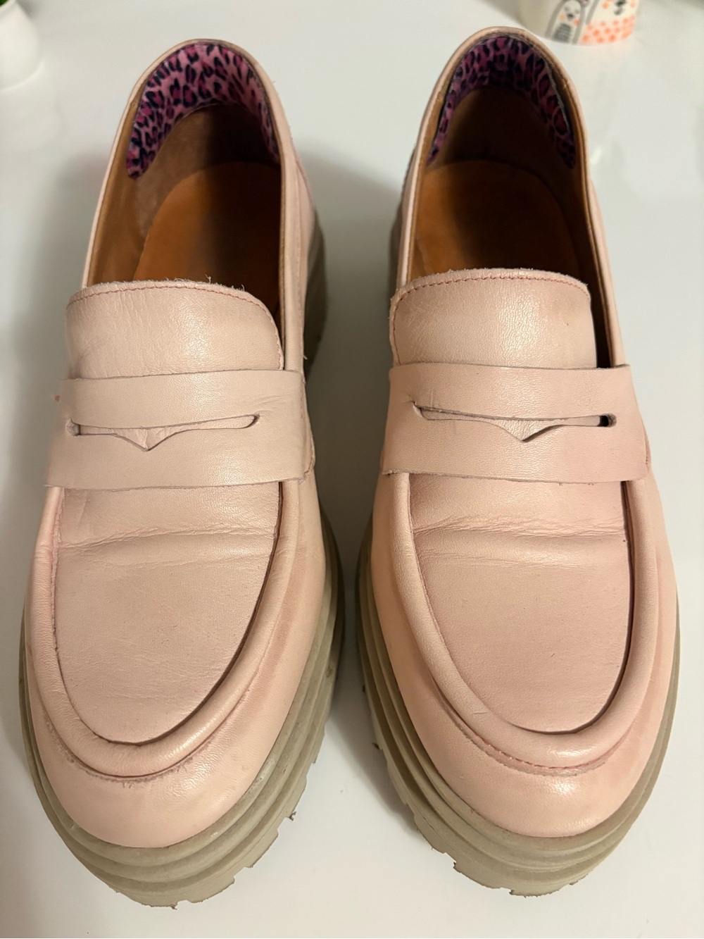 Miz Mooz Blush Pink Leather Platform Penny Loafers - Picture 5 of 8